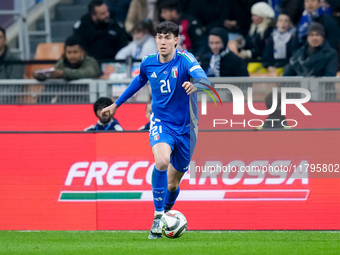 Alessandro Bastoni of Italy during the UEFA Nations League 2024/25 League A Group 2 match between Italy and France at Stadio Giuseppe Meazza...