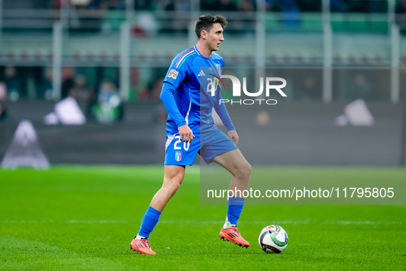 Andrea Cambiaso of Italy during the UEFA Nations League 2024/25 League A Group 2 match between Italy and France at Stadio Giuseppe Meazza on...