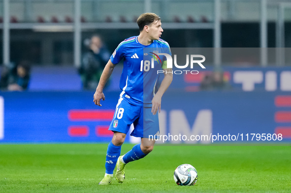 Nicolo' Barella of Italy during the UEFA Nations League 2024/25 League A Group 2 match between Italy and France at Stadio Giuseppe Meazza on...