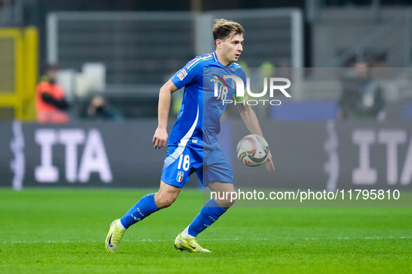 Nicolo' Barella of Italy during the UEFA Nations League 2024/25 League A Group 2 match between Italy and France at Stadio Giuseppe Meazza on...