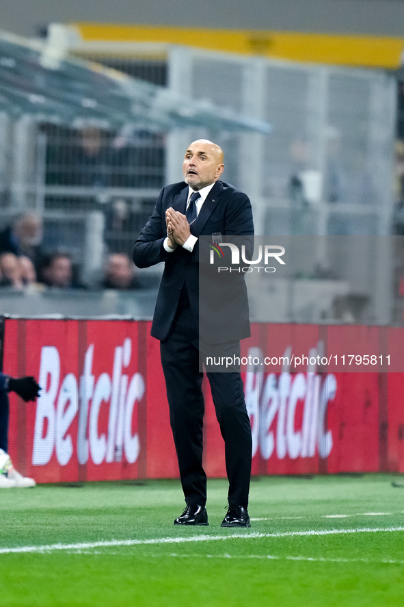 Luciano Spalletti head coach of Italy reacts during the UEFA Nations League 2024/25 League A Group 2 match between Italy and France at Stadi...