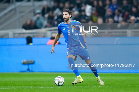 Manuel Locatelli of Italy during the UEFA Nations League 2024/25 League A Group 2 match between Italy and France at Stadio Giuseppe Meazza o...