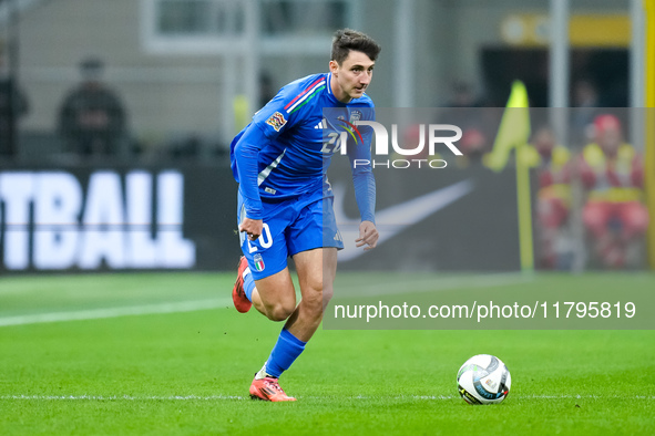 Andrea Cambiaso of Italy during the UEFA Nations League 2024/25 League A Group 2 match between Italy and France at Stadio Giuseppe Meazza on...