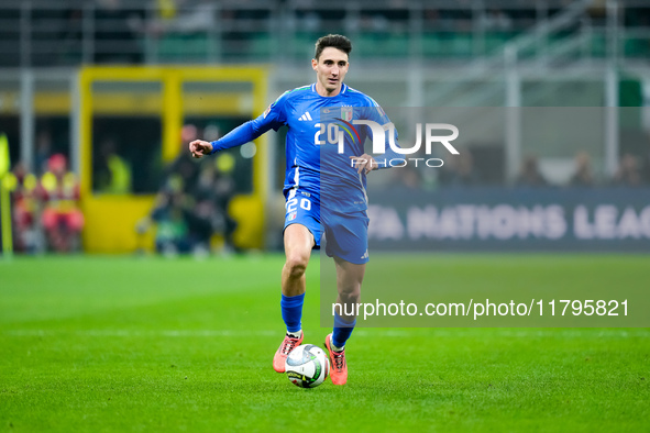 Andrea Cambiaso of Italy during the UEFA Nations League 2024/25 League A Group 2 match between Italy and France at Stadio Giuseppe Meazza on...