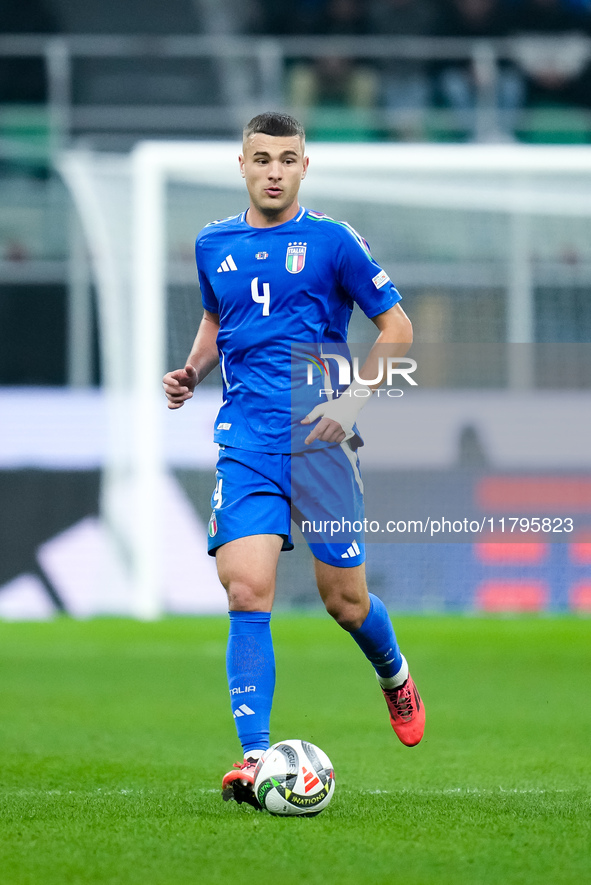 Alessandro Buongiorno of Italy during the UEFA Nations League 2024/25 League A Group 2 match between Italy and France at Stadio Giuseppe Mea...