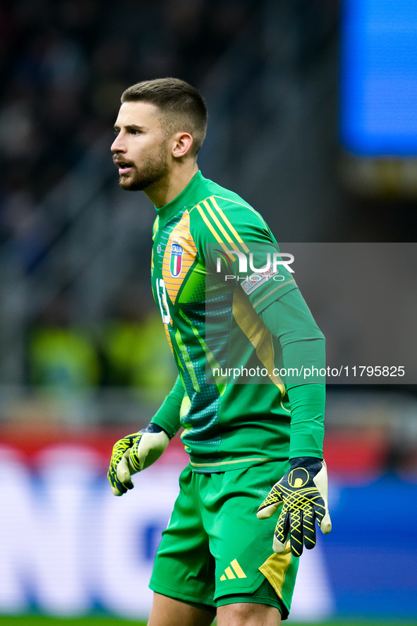 Guglielmo Vicario of Italy looks on during the UEFA Nations League 2024/25 League A Group 2 match between Italy and France at Stadio Giusepp...