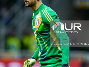 Guglielmo Vicario of Italy looks on during the UEFA Nations League 2024/25 League A Group 2 match between Italy and France at Stadio Giusepp...