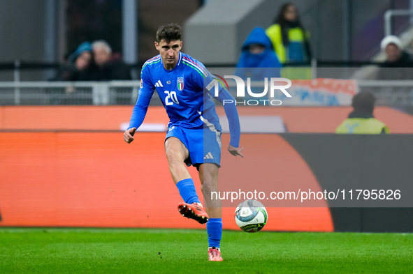 Andrea Cambiaso of Italy during the UEFA Nations League 2024/25 League A Group 2 match between Italy and France at Stadio Giuseppe Meazza on...