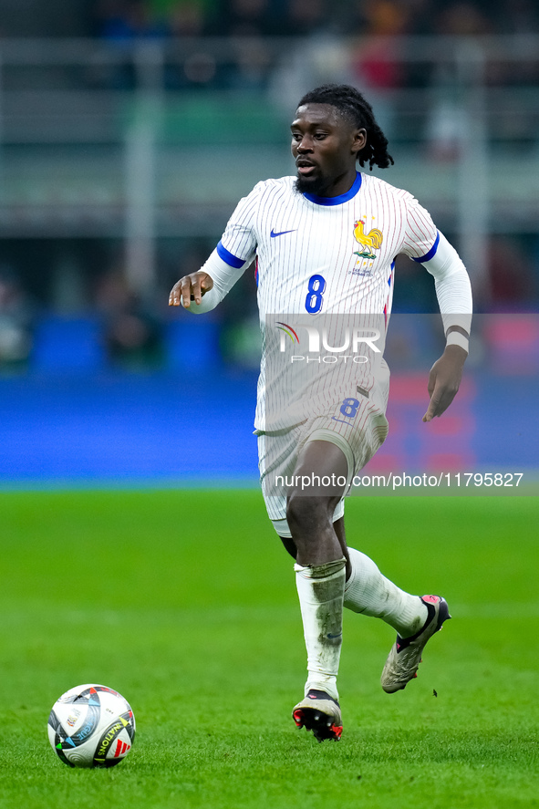 Manu Kone' of France during the UEFA Nations League 2024/25 League A Group 2 match between Italy and France at Stadio Giuseppe Meazza on Nov...