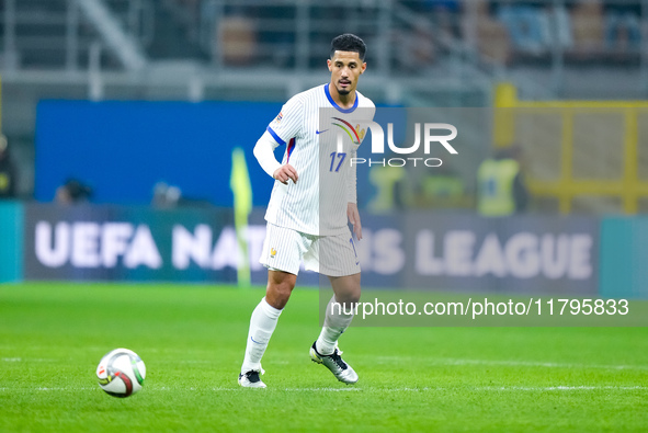 William Saliba of France during the UEFA Nations League 2024/25 League A Group 2 match between Italy and France at Stadio Giuseppe Meazza on...