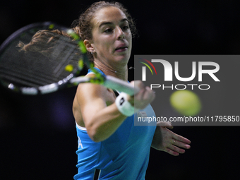 MALAGA, SPAIN - NOVEMBER 20: Lucia Bronzetti of Team Italy in her singles match against Viktoria Hruncakova of Team Slovakia in the final ti...