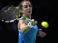 MALAGA, SPAIN - NOVEMBER 20: Lucia Bronzetti of Team Italy in her singles match against Viktoria Hruncakova of Team Slovakia in the final ti...