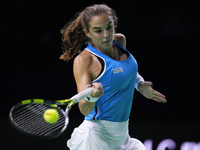 MALAGA, SPAIN - NOVEMBER 20: Lucia Bronzetti of Team Italy in her singles match against Viktoria Hruncakova of Team Slovakia in the final ti...