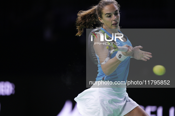 MALAGA, SPAIN - NOVEMBER 20: Lucia Bronzetti of Team Italy in her singles match against Viktoria Hruncakova of Team Slovakia in the final ti...