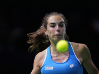 MALAGA, SPAIN - NOVEMBER 20: Lucia Bronzetti of Team Italy in her singles match against Viktoria Hruncakova of Team Slovakia in the final ti...