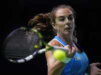 MALAGA, SPAIN - NOVEMBER 20: Lucia Bronzetti of Team Italy in her singles match against Viktoria Hruncakova of Team Slovakia in the final ti...