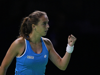 MALAGA, SPAIN - NOVEMBER 20: Lucia Bronzetti of Team Italy in her singles match against Viktoria Hruncakova of Team Slovakia in the final ti...