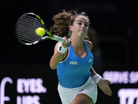 MALAGA, SPAIN - NOVEMBER 20: Lucia Bronzetti of Team Italy in her singles match against Viktoria Hruncakova of Team Slovakia in the final ti...