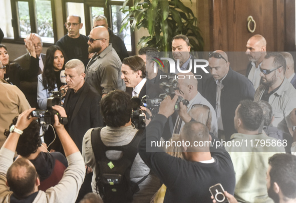 US special envoy Amos Hochstein talks to reporters following his meeting with Lebanese Parliament Speaker Nabih Berri in Beirut, Lebanon, on...