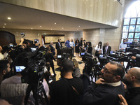 US special envoy Amos Hochstein talks to reporters following his meeting with Lebanese Parliament Speaker Nabih Berri in Beirut, Lebanon, on...