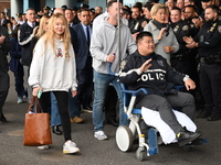 36-year-old, 7-year veteran New York City Police Department Officer Rich Wong is released from Jamaica Hospital after being shot in Jamaica,...