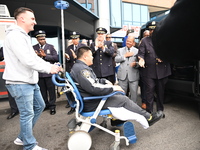 36-year-old, 7-year veteran New York City Police Department Officer Rich Wong is released from Jamaica Hospital after being shot in Jamaica,...