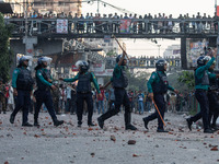 A clash erupts between students of Dhaka College and City College at Dhaka's Science Lab intersection in Dhaka, Bangladesh, on November 20,...