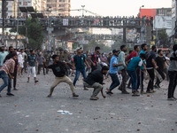 A clash erupts between students of Dhaka College and City College at Dhaka's Science Lab intersection in Dhaka, Bangladesh, on November 20,...