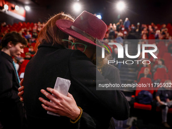 Cinematographer Bianca Cline and Rachel Mason, a friend of Halyna Hutchins, share a moment while attending the world premiere of  ' Rust ' f...