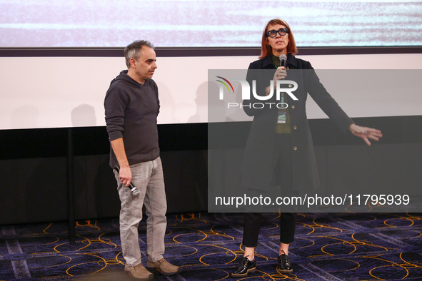 Cinematographer Bianca Cline and director Joel Souza attend the world premiere of  ' Rust ' film during the 32nd International Film Festival...