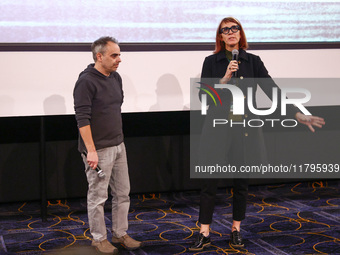 Cinematographer Bianca Cline and director Joel Souza attend the world premiere of  ' Rust ' film during the 32nd International Film Festival...