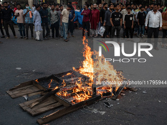 A clash erupts between students of Dhaka College and City College at Dhaka's Science Lab intersection in Dhaka, Bangladesh, on November 20,...