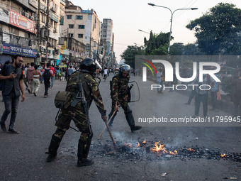 A clash erupts between students of Dhaka College and City College at Dhaka's Science Lab intersection in Dhaka, Bangladesh, on November 20,...