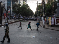 A clash erupts between students of Dhaka College and City College at Dhaka's Science Lab intersection in Dhaka, Bangladesh, on November 20,...