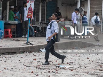 A clash erupts between students of Dhaka College and City College at Dhaka's Science Lab intersection in Dhaka, Bangladesh, on November 20,...