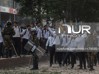 A clash erupts between students of Dhaka College and City College at Dhaka's Science Lab intersection in Dhaka, Bangladesh, on November 20,...