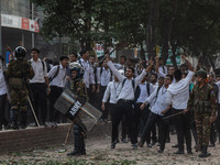 A clash erupts between students of Dhaka College and City College at Dhaka's Science Lab intersection in Dhaka, Bangladesh, on November 20,...