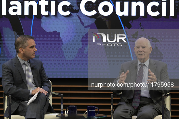 US Senator Ben Cardin (D-MD) speaks about regional migration challenges of the Western Hemisphere during a conversation at the Atlantic Coun...