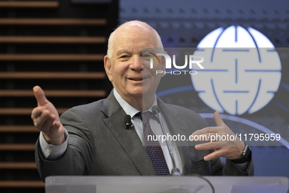 US Senator Ben Cardin (D-MD) speaks about regional migration challenges of the Western Hemisphere during a conversation at the Atlantic Coun...