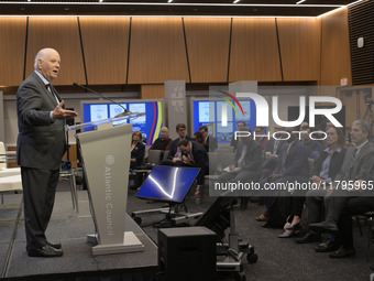 US Senator Ben Cardin (D-MD) speaks about regional migration challenges of the Western Hemisphere during a conversation at the Atlantic Coun...