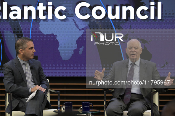 US Senator Ben Cardin (D-MD) speaks about regional migration challenges of the Western Hemisphere during a conversation at the Atlantic Coun...