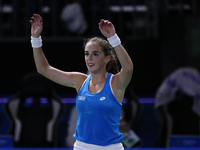 MALAGA, SPAIN - NOVEMBER 20: Lucia Bronzetti of Team Italy celebrates the victory of her singles match against Viktoria Hruncakova of Team S...