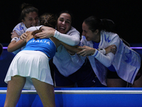 MALAGA, SPAIN - NOVEMBER 20: Lucia Bronzetti of Team Italy celebrates the victory of her singles match against Viktoria Hruncakova of Team S...