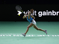 MALAGA, SPAIN - NOVEMBER 20: Lucia Bronzetti of Team Italy in her singles match against Viktoria Hruncakova of Team Slovakia in the final ti...