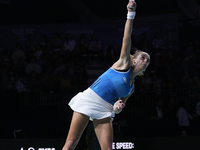 MALAGA, SPAIN - NOVEMBER 20: Lucia Bronzetti of Team Italy in her singles match against Viktoria Hruncakova of Team Slovakia in the final ti...