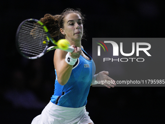 MALAGA, SPAIN - NOVEMBER 20: Lucia Bronzetti of Team Italy in her singles match against Viktoria Hruncakova of Team Slovakia in the final ti...