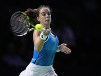 MALAGA, SPAIN - NOVEMBER 20: Lucia Bronzetti of Team Italy in her singles match against Viktoria Hruncakova of Team Slovakia in the final ti...