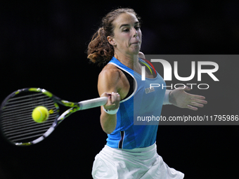 MALAGA, SPAIN - NOVEMBER 20: Lucia Bronzetti of Team Italy in her singles match against Viktoria Hruncakova of Team Slovakia in the final ti...