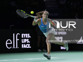 MALAGA, SPAIN - NOVEMBER 20: Lucia Bronzetti of Team Italy in her singles match against Viktoria Hruncakova of Team Slovakia in the final ti...