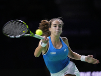 MALAGA, SPAIN - NOVEMBER 20: Lucia Bronzetti of Team Italy in her singles match against Viktoria Hruncakova of Team Slovakia in the final ti...